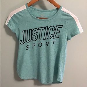 Justice aqua short sleeve tee shirt